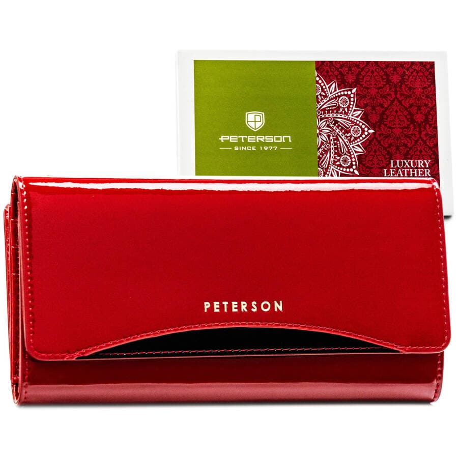 Lakovaná, veľká červená dámska peňaženka s RFID systémom - Peterson 1
