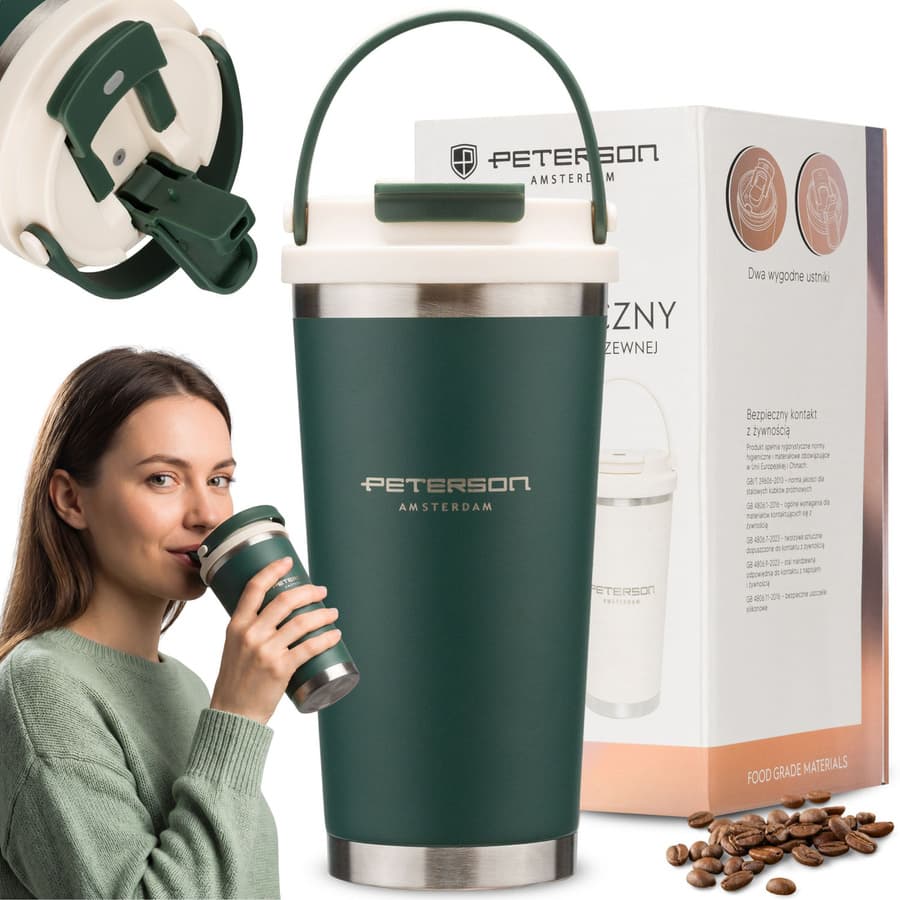 Zielony kubek termiczny ze stali nierdzewnej o pojemności 560ml - Peterson 1