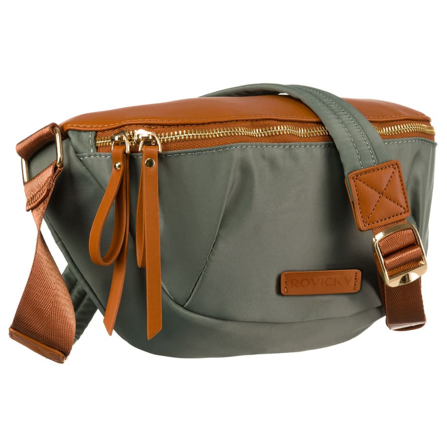 Dámska zeleno-hnedá crossbody taška z nylonu - Rovicky 1