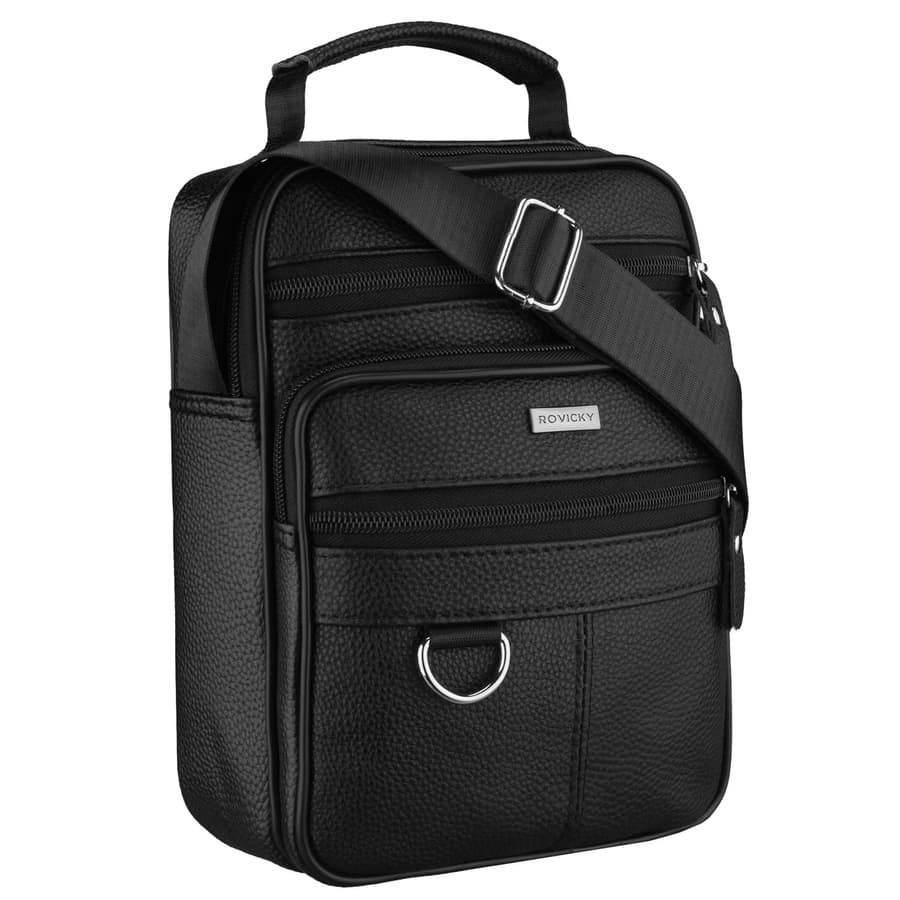 Pánska kožená čierna crossbody taška Rovicky R-ST7-01 Black