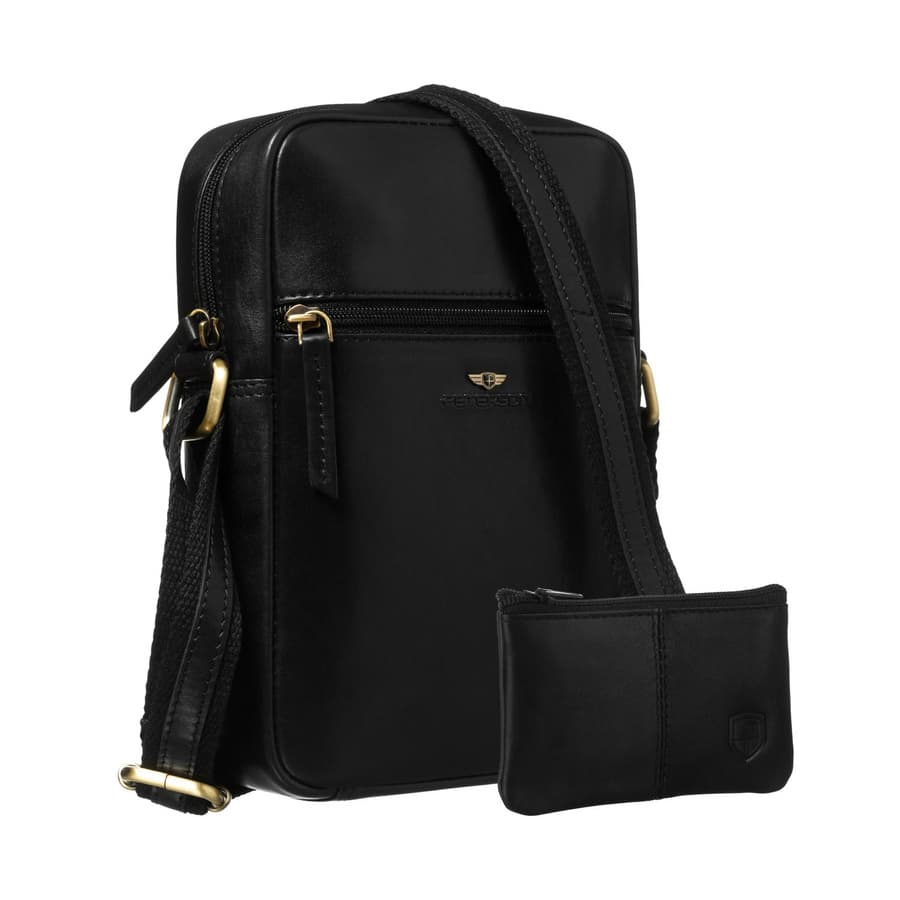 Čierna pánska kožená crossbody taška – elegantná klasika s praktickými priehradkami 1