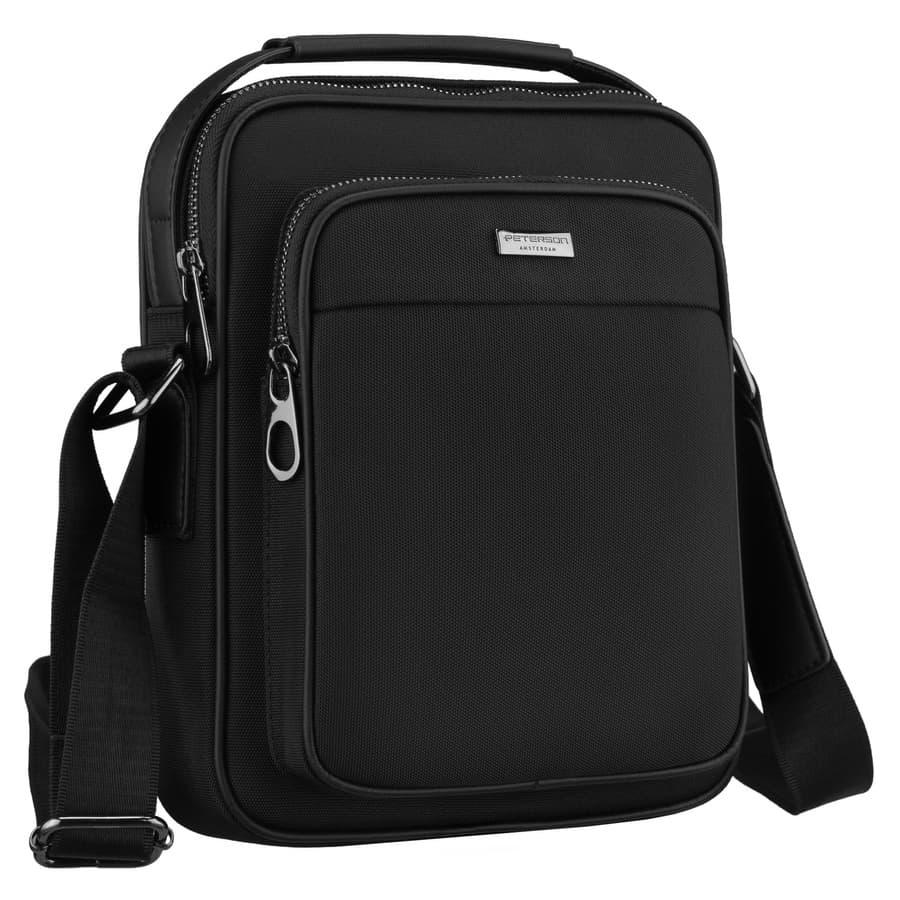 Pánska malá crossbody taška čierna z polyesteru Peterson