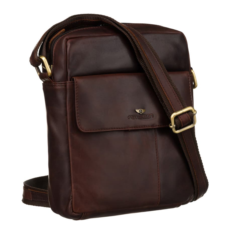 Hnedá kožená crossbody taška pre pánov - Peterson 1
