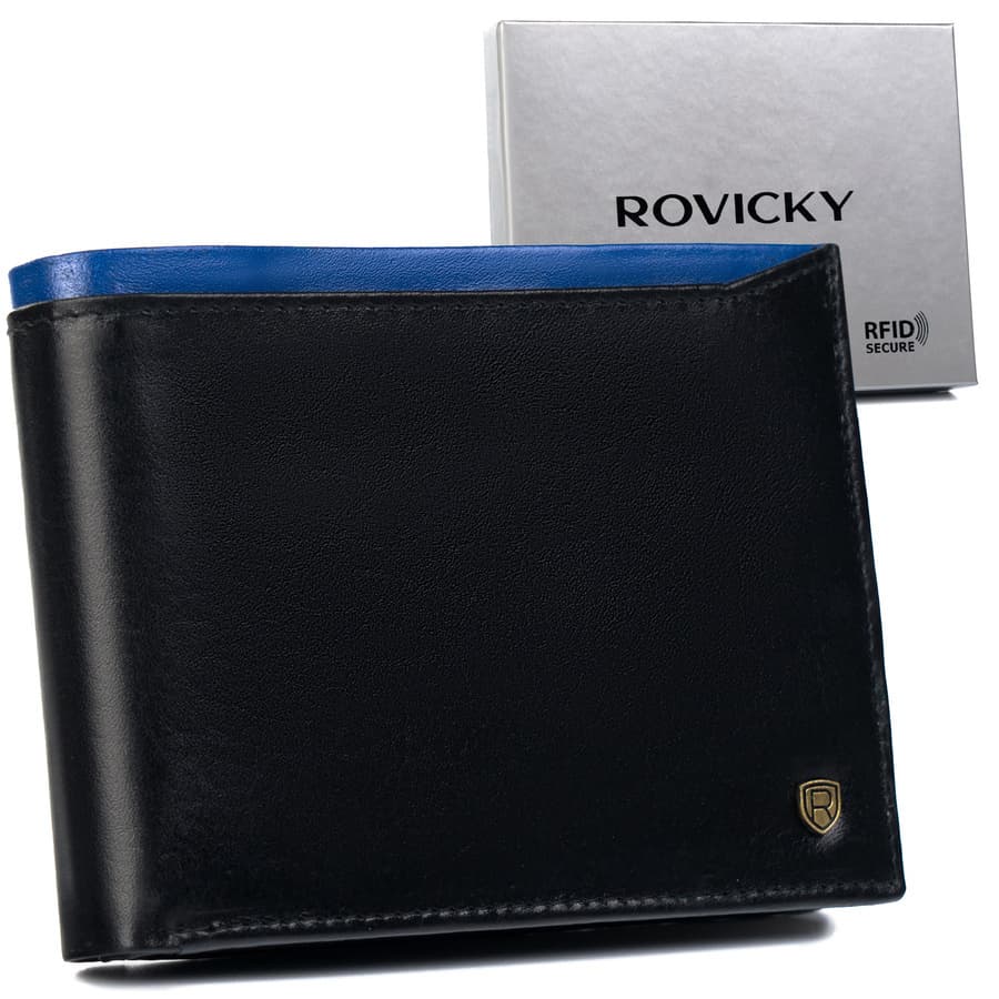 Pánska kožená peňaženka N992-RVT Black+Navy 1