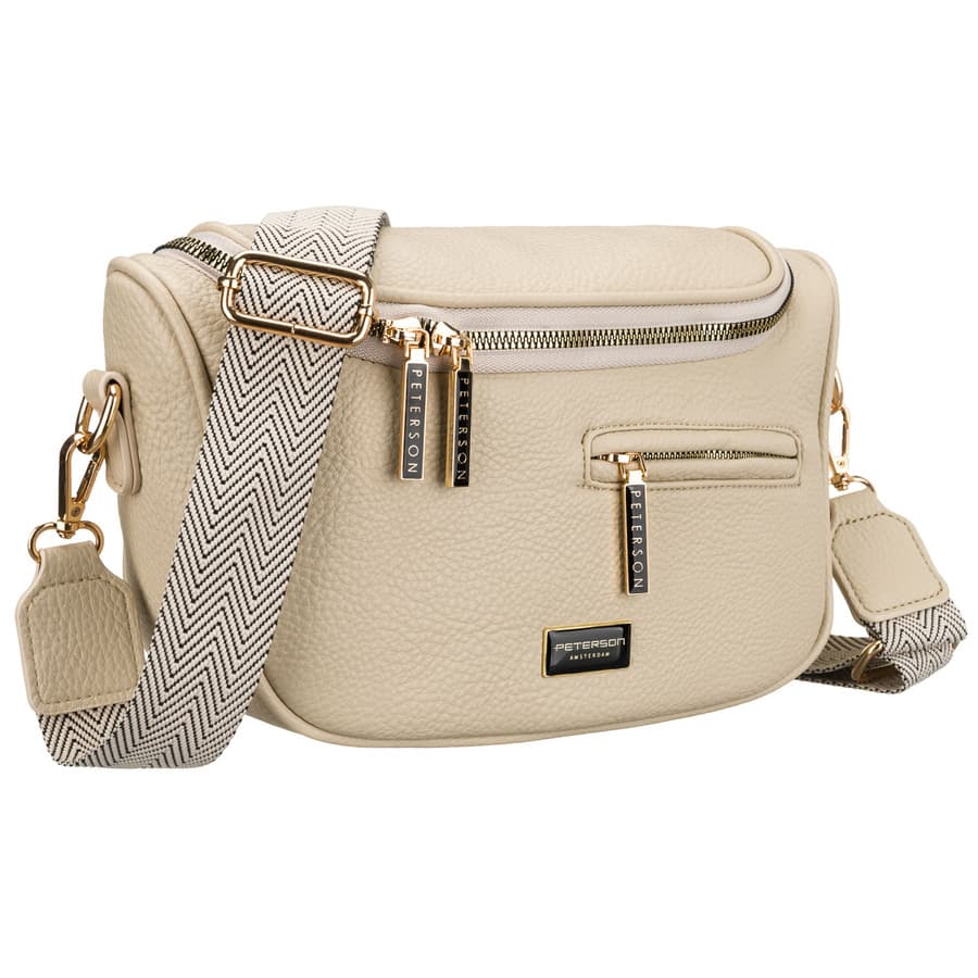 Béžová dámska crossbody kabelka z ekologickej kože so zadným vreckom 1