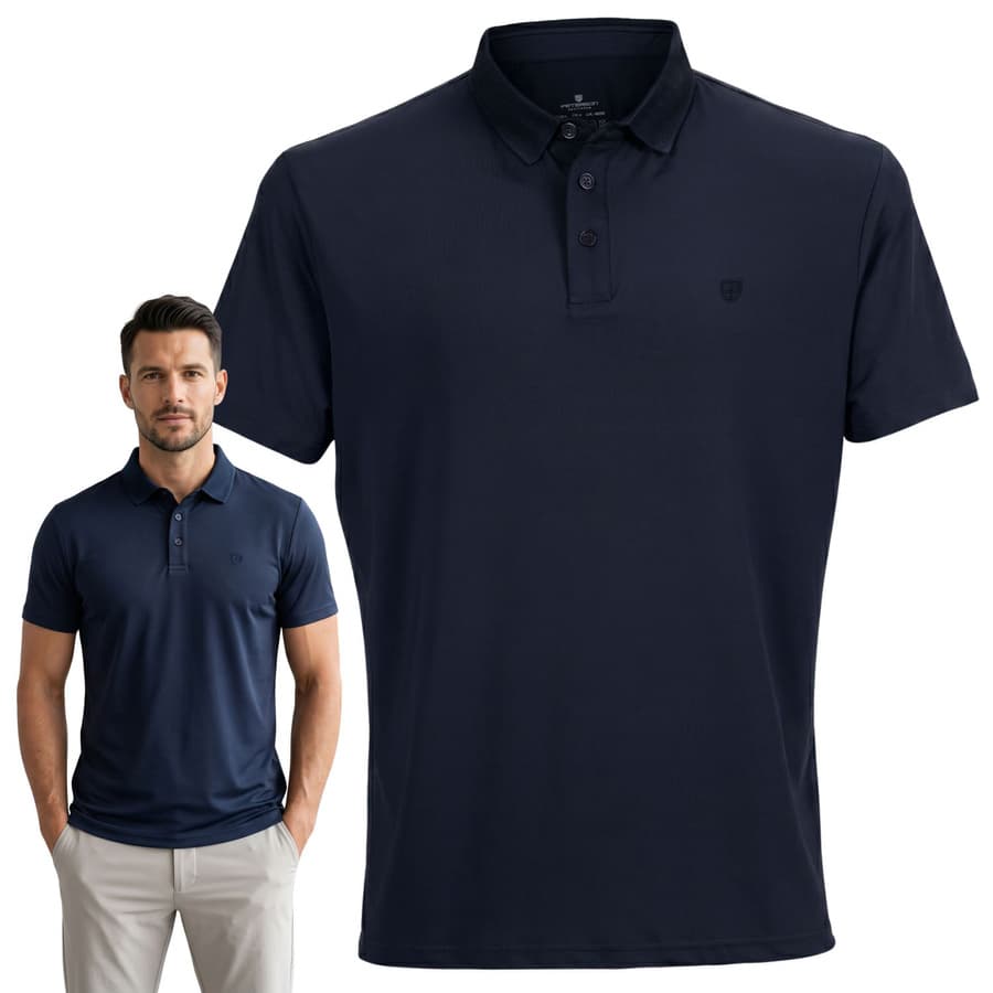 Męska koszulka polo w granatowym kolorze w rozmiarach od M do XL - Peterson 1