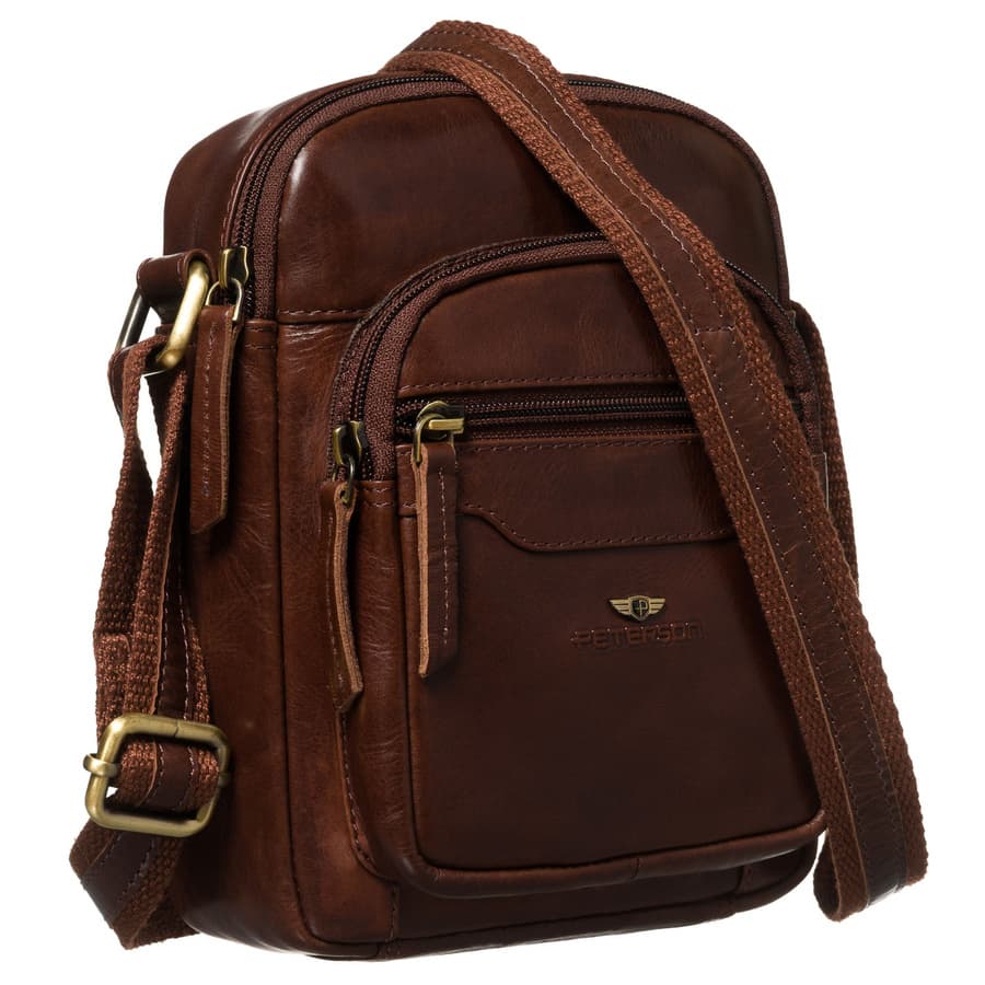 Hnedá kožená pánska crossbody taška Peterson – elegantný doplnok pre moderného muža 1
