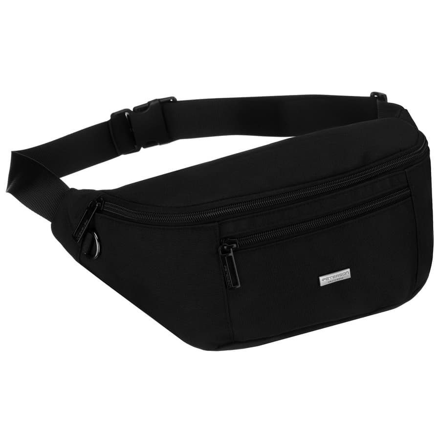 Pánska čierna crossbody taška/ľadvinka s vonkajším vreckom na zips – športovo-elegantný štýl 1