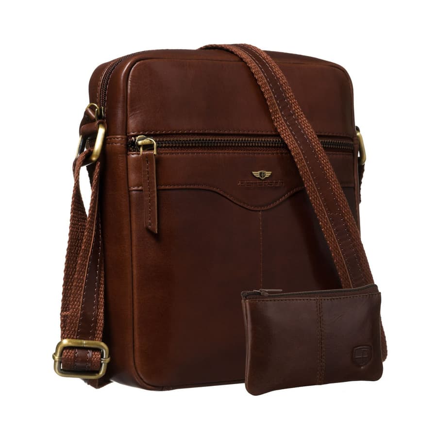 Hnedá pánska kožená crossbody taška s jednou komorou – elegantná a praktická
