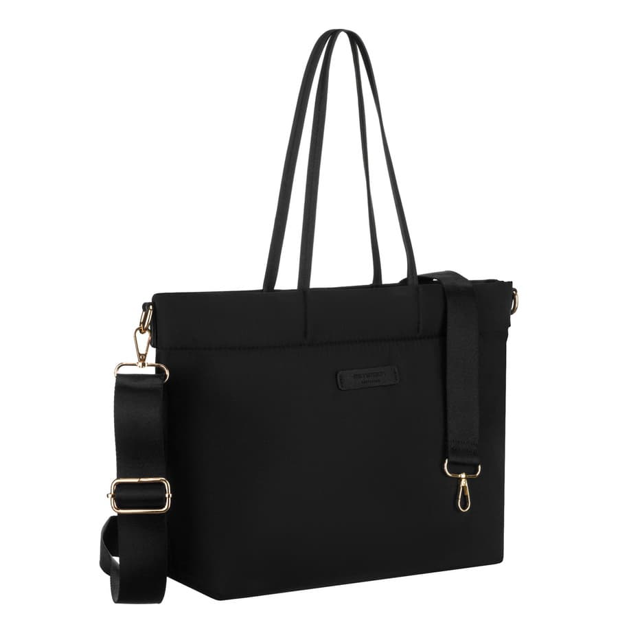 Dámska čierna shopper kabelka z nylonu – veľká, elegantná a pohodlná
