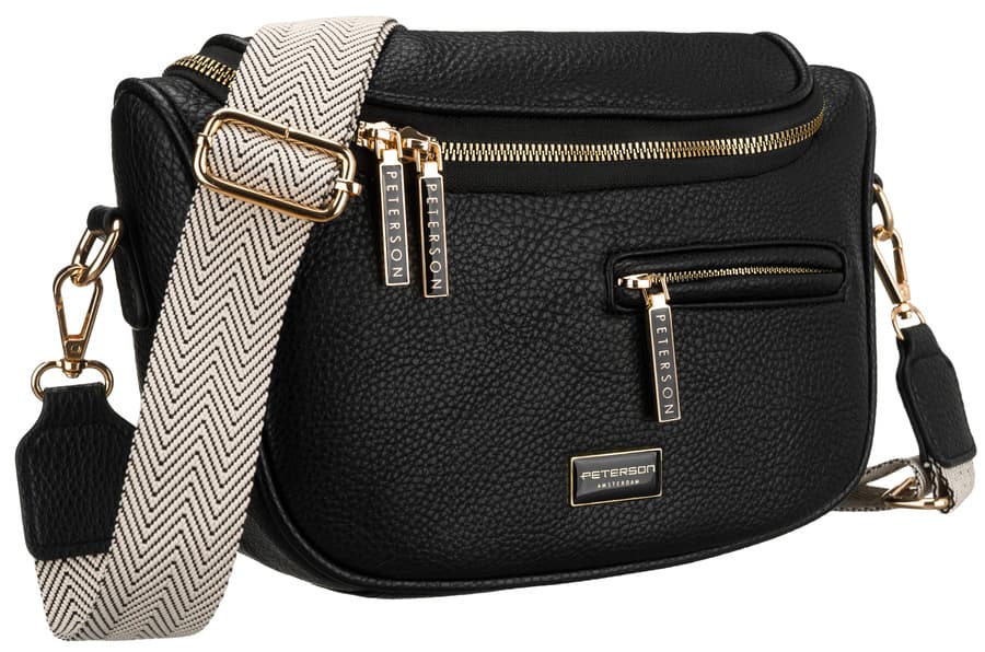 Čierna dámska crossbody kabelka z ekologickej kože so zadným vreckom 1