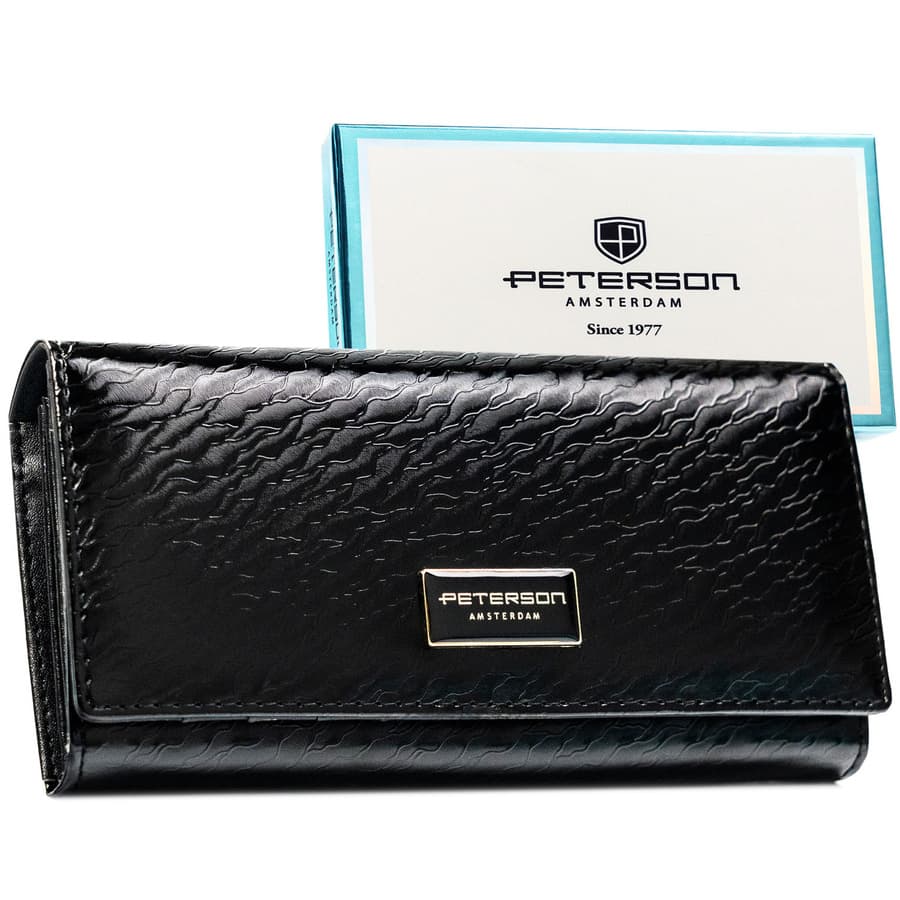 Veľká dámska čierna peňaženka so zapínaním na patent a RFID ochranou