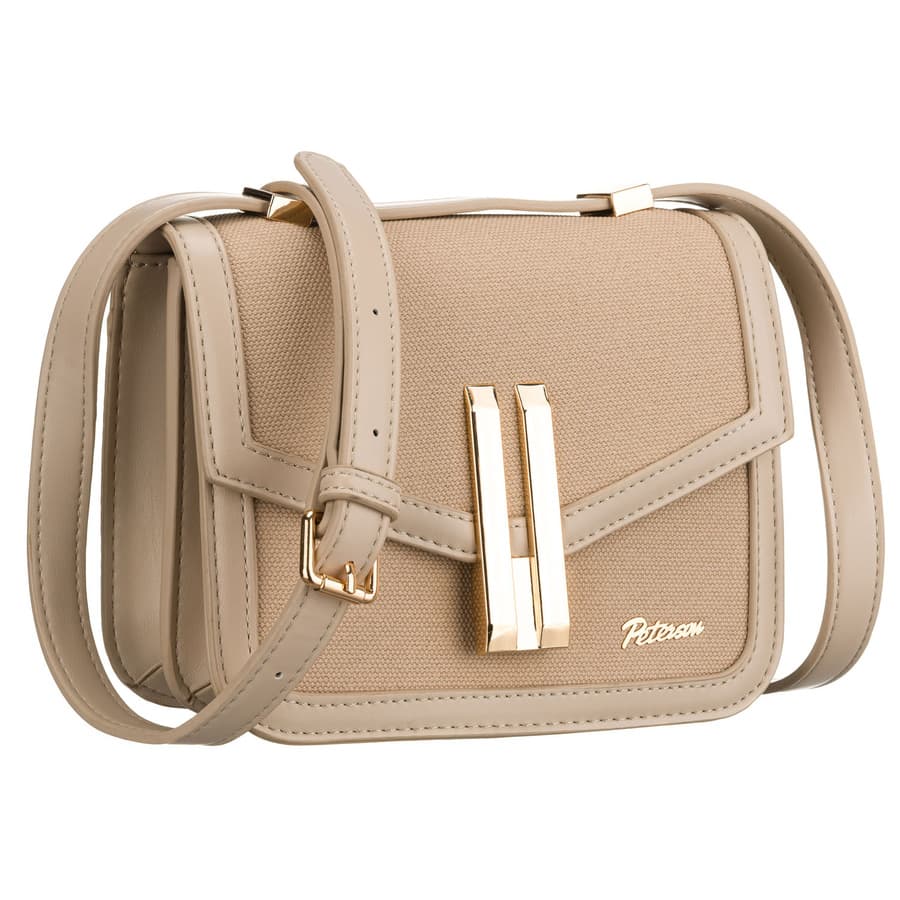 Dámska béžová crossbody kabelka Peterson s magnetickým klipsom a nastaviteľným popruhom