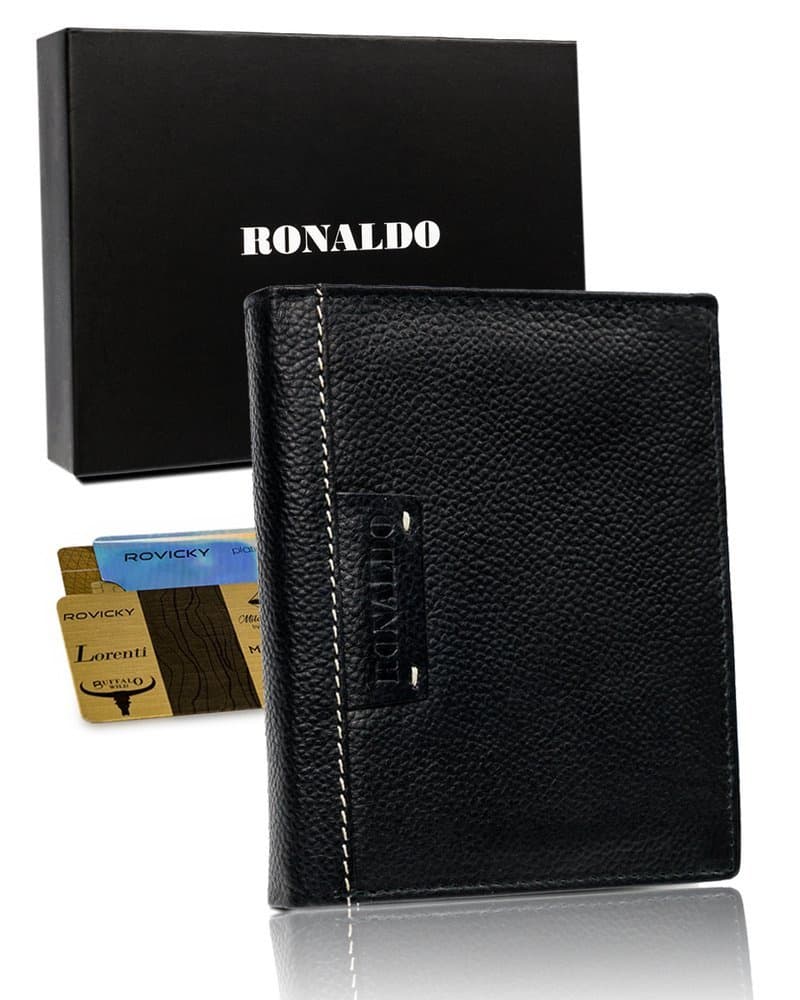 Veľká čierna kožená pánska RFID peňaženka - Ronaldo 1