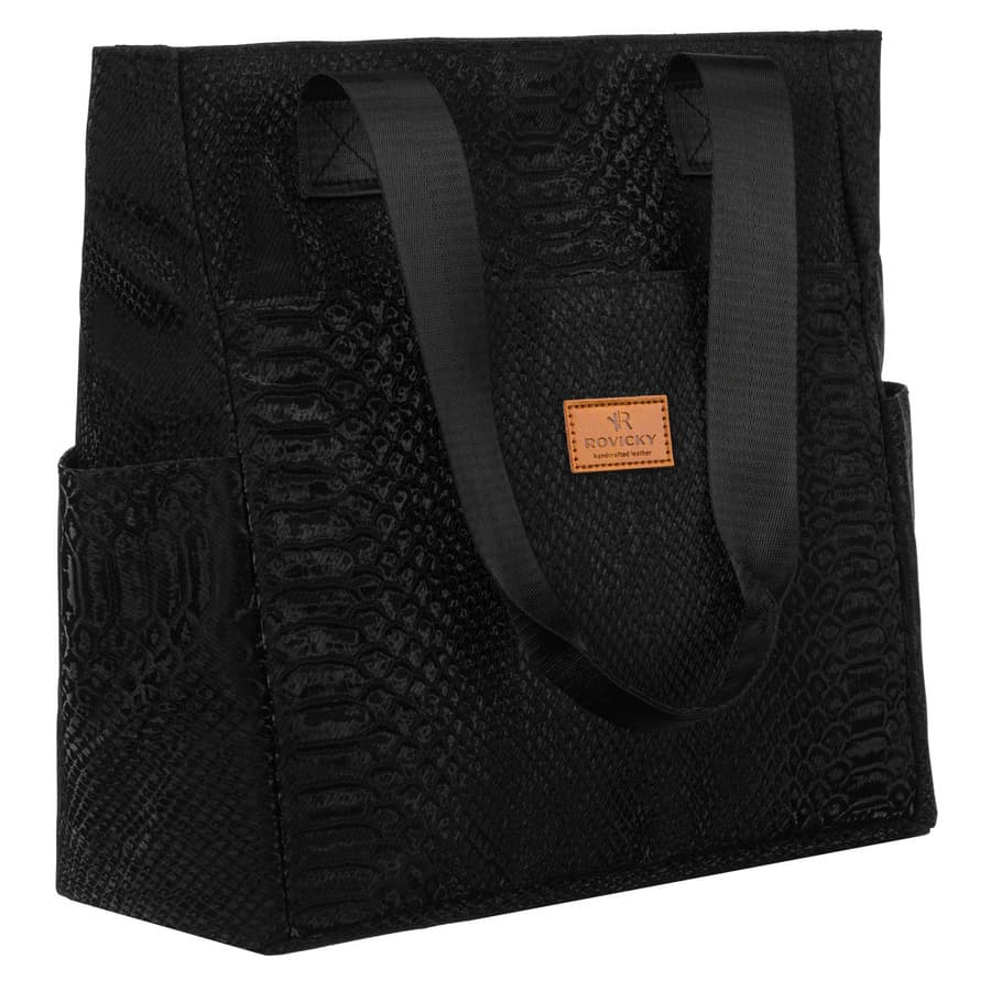 Veľká čierna polyesterová dámska shopper kabelka - Rovicky