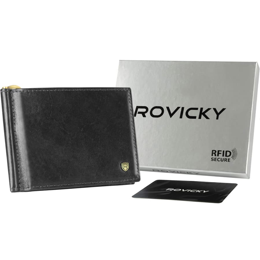 Kožená čierna dolárovka s RFID ochranou – Rovicky 1