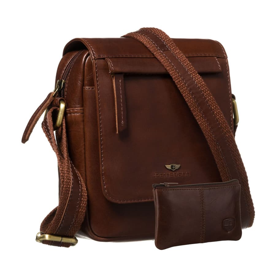 Hnedá pánska kožená crossbody taška s klopou – elegantná, štýlová a praktická