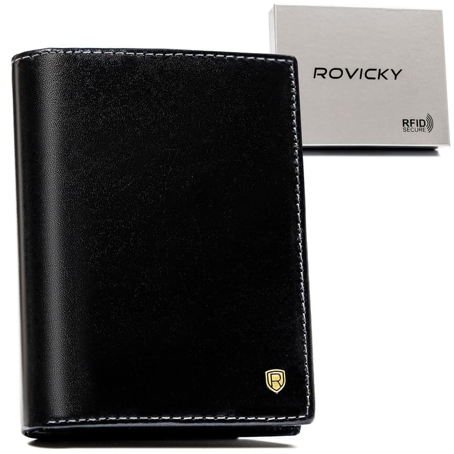 Čierna pánska kožená peňaženka s RFID ochranou – Rovicky