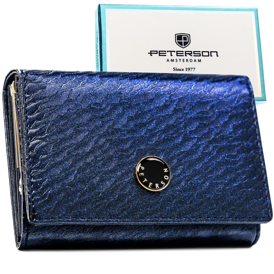 Modrá stredne veľká dámska peňaženka Peterson RFID