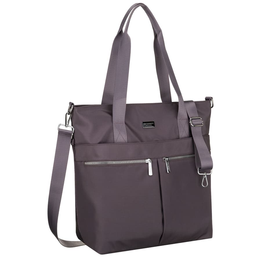 Dámska šedá shopper taška z polyesteru s nastaviteľným odnímateľným remienkom 1
