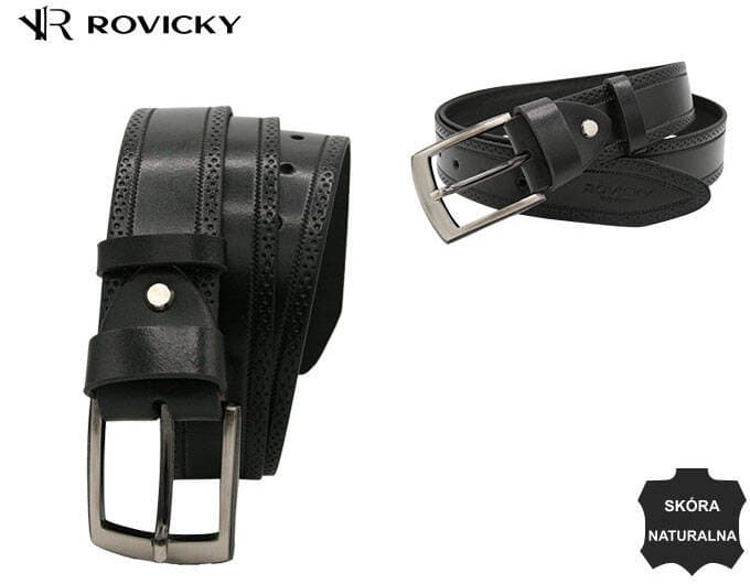 Široký pánsky kožený opasok - Rovicky R-PI-02-95-4998 BLAC