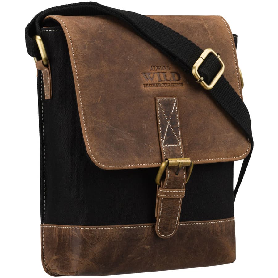Pánska kožená crossbody taška Always Wild čierno-hnedá 1