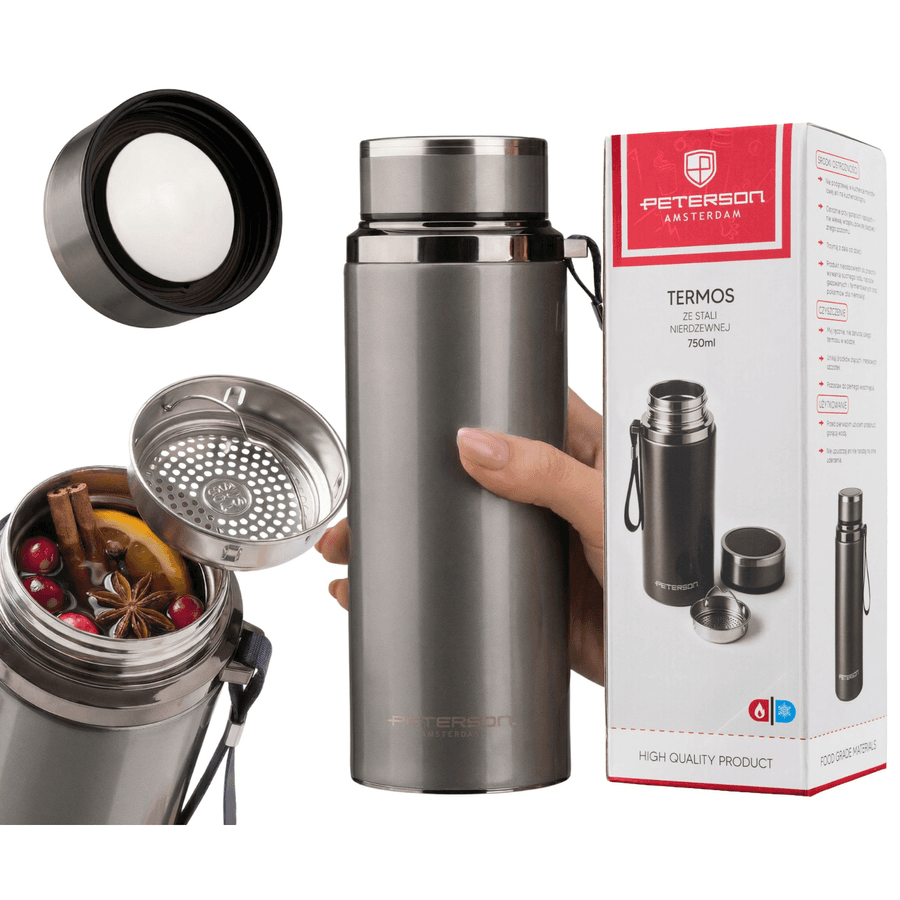 Nerezová termoska 750 ml strieborná so sitkom Peterson 1