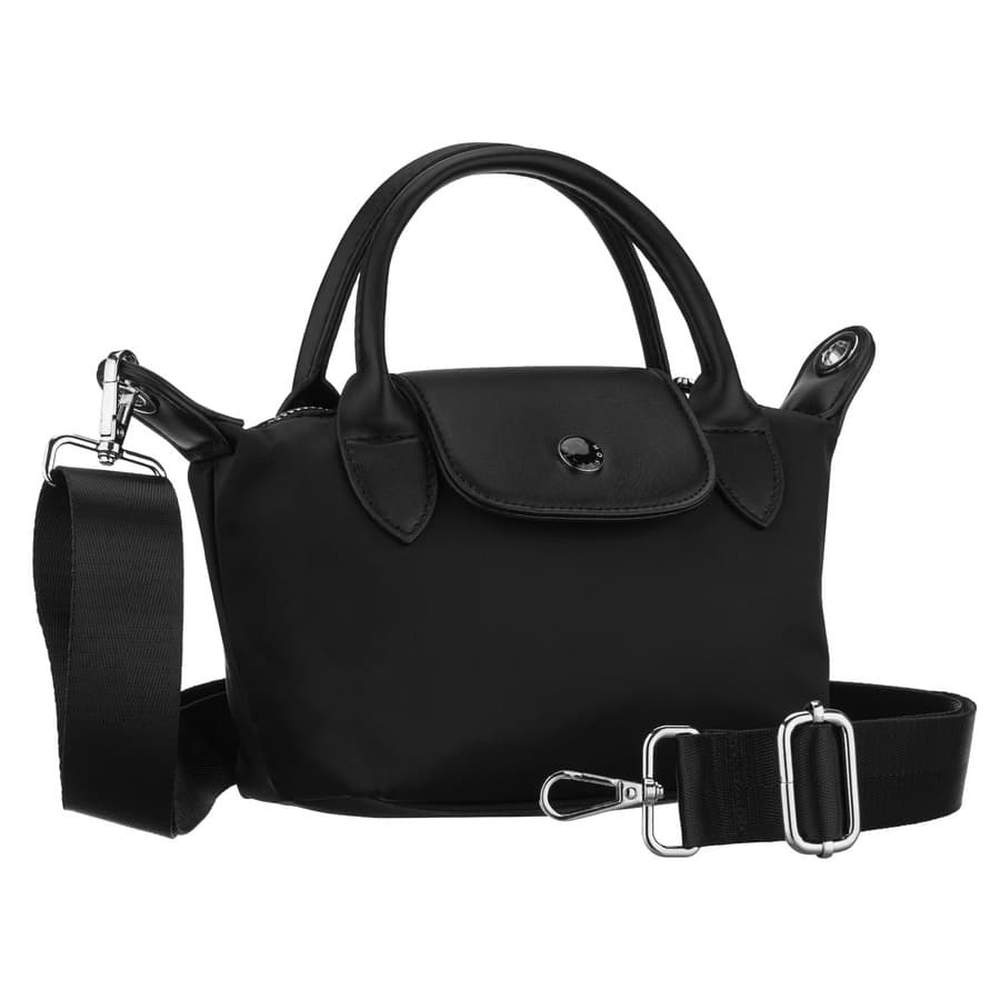 Dámska čierna crossbody kabelka z polyesteru so širokým popruhom 1