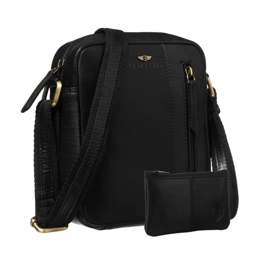 Čierna pánska crossbody taška z pravej kože – elegantná a praktická na každý deň 1