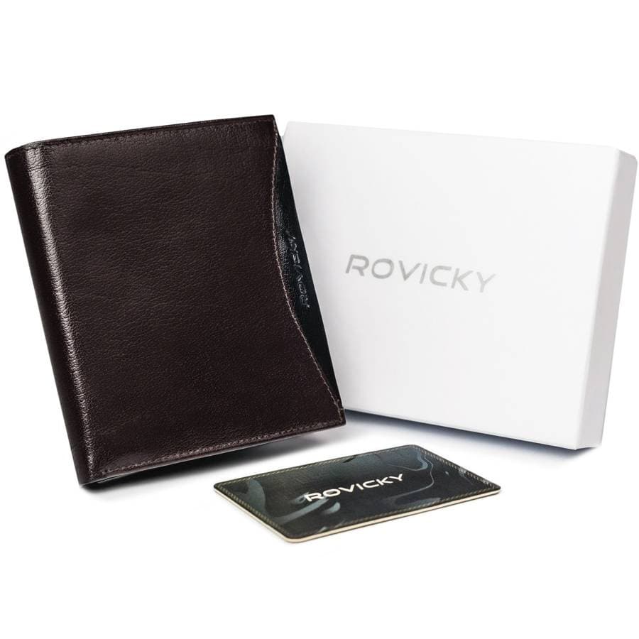 Priestranná pánska peňaženka z prírodnej lícovej kože s RFID ochranou - Rovicky 1