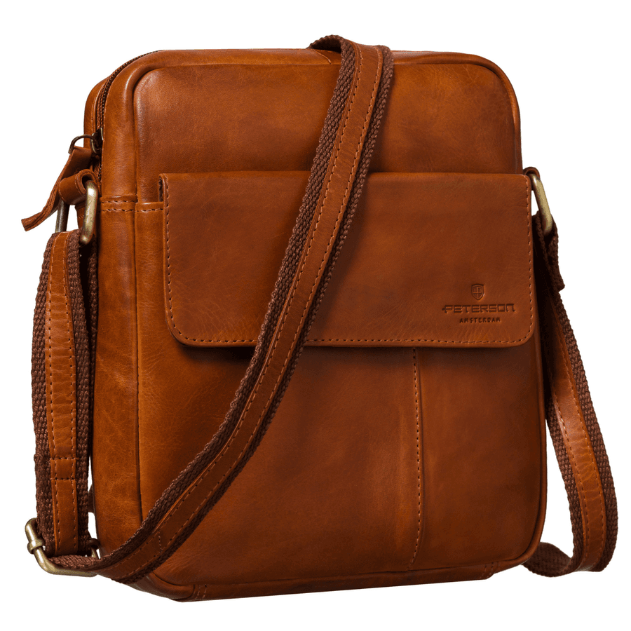 Pánska malá crossbody taška z pravej kože koňaková Peterson