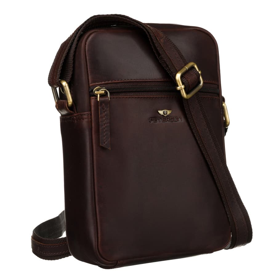 Hnedá kožená crossbody taška - Peterson 1