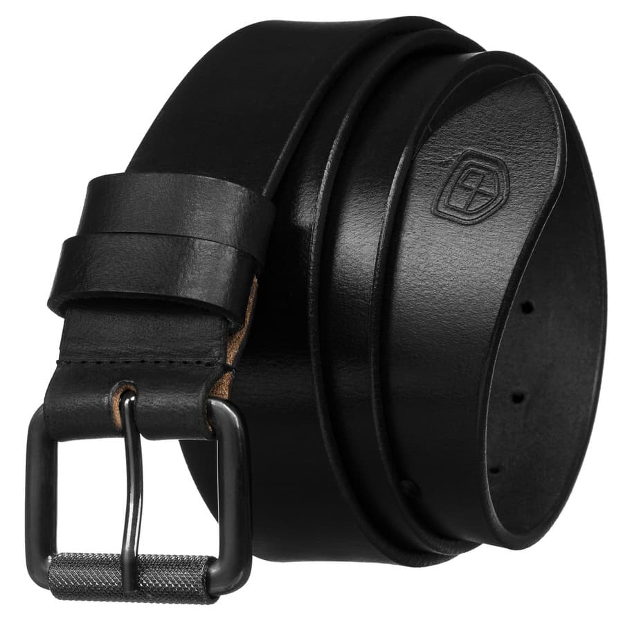 Pánsky čierny kožený opasok so striebornou prackou, šírka 4 cm - Peterson 1