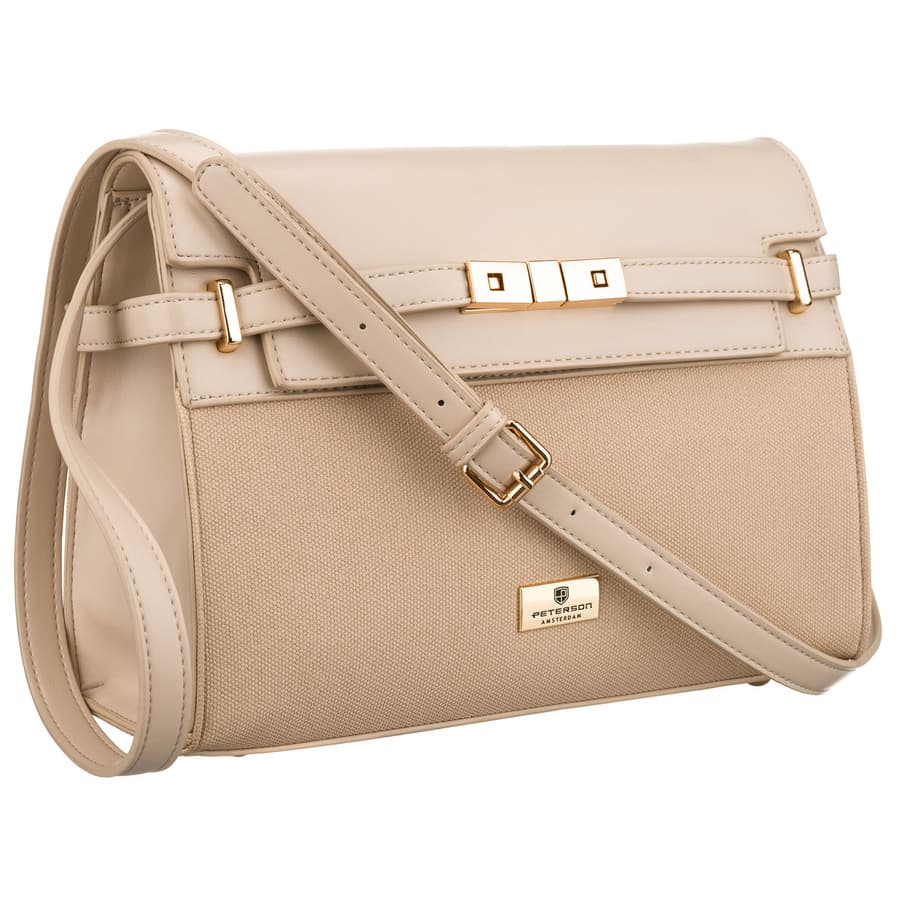 Béžová dámska crossbody kabelka Peterson so zapínaním na zips a magnet