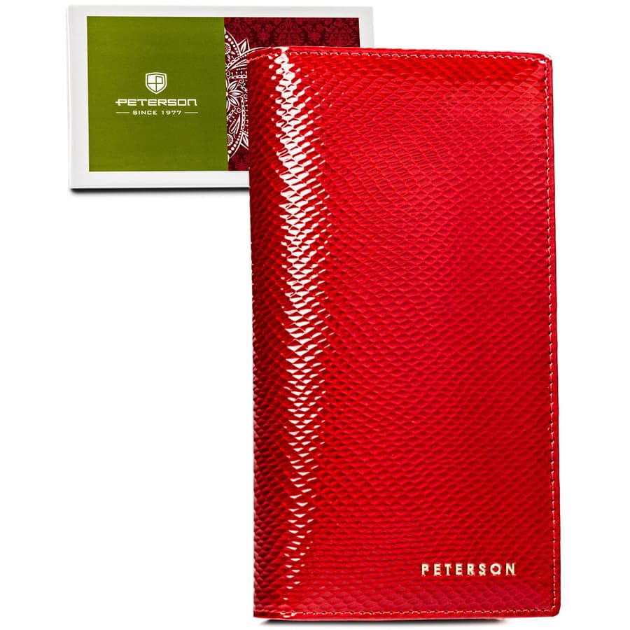 Červená kožená peňaženka na magnet a zips s RFID ochranou – Peterson