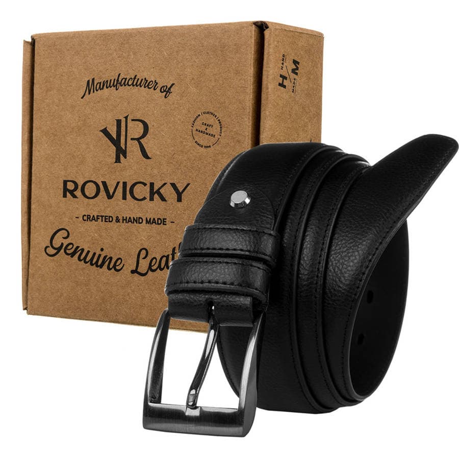 Pánsky kožený opasok s tradičnou striebornou prackou - Rovicky 1