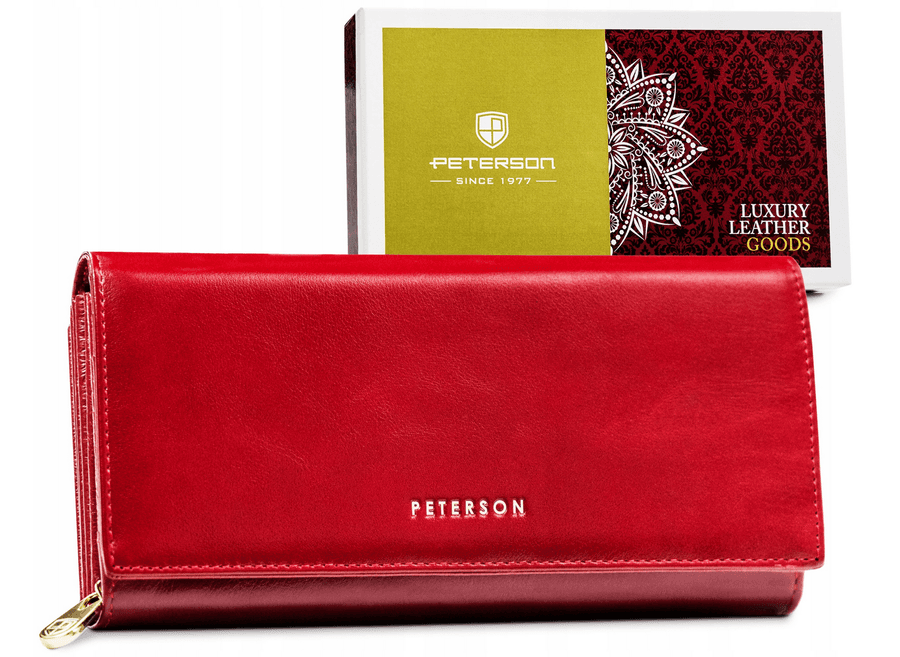 Veľká červená dámska kožená peňaženka RFID Peterson PTN 42100-SG skl.