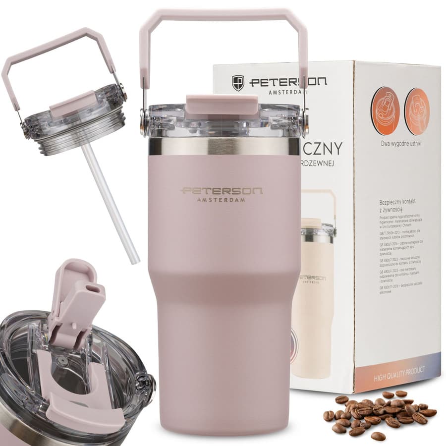 Jasnofioletowy kubek termiczny ze stali nierdzewnej o pojemności 600ml - Peterson 1