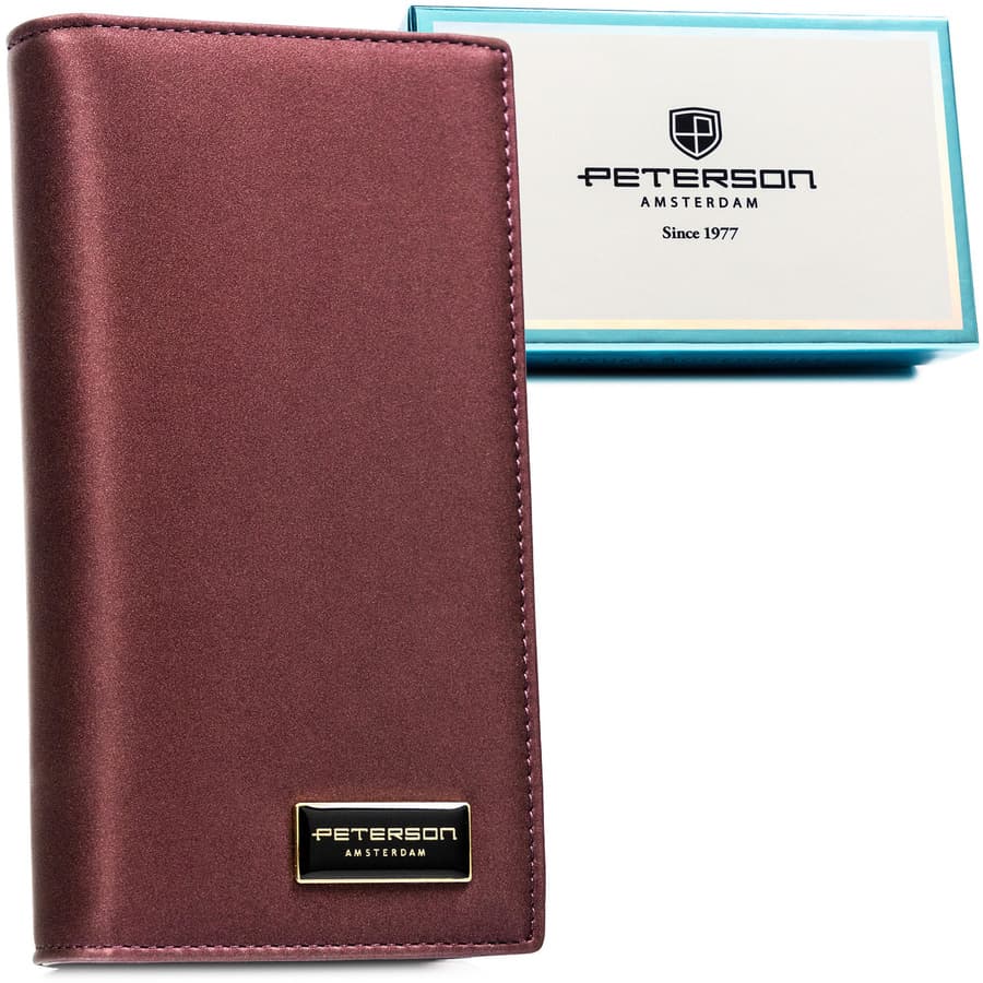 Fialová dámska peňaženka z prírodnej a ekologickej kože s uzatváraním na magnet a zips - Peterson
