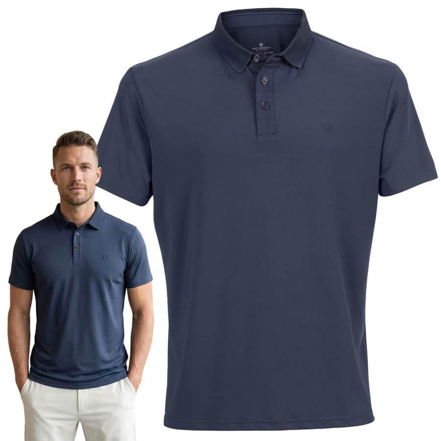 Męska koszulka polo w niebieskim kolorze w rozmiarach od M do XL - Peterson