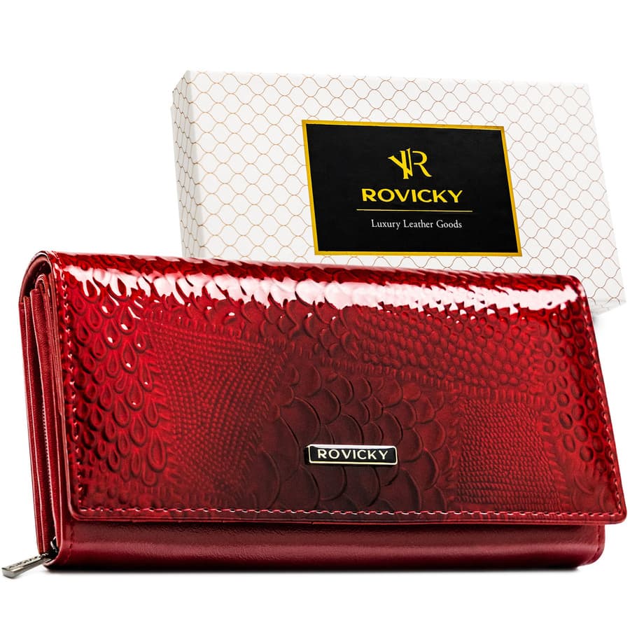 Elegantná červená dámska lakované peňaženka  - Rovicky 1