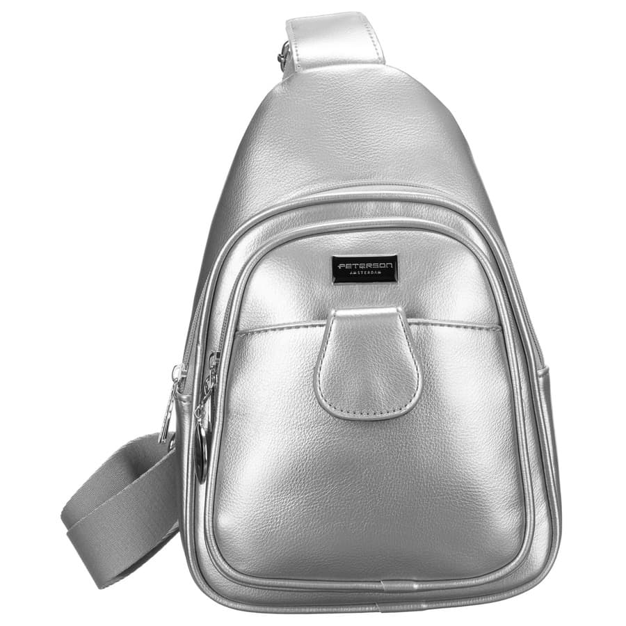 Strieborná módna dámska kapsička z ekokože crossbody 1
