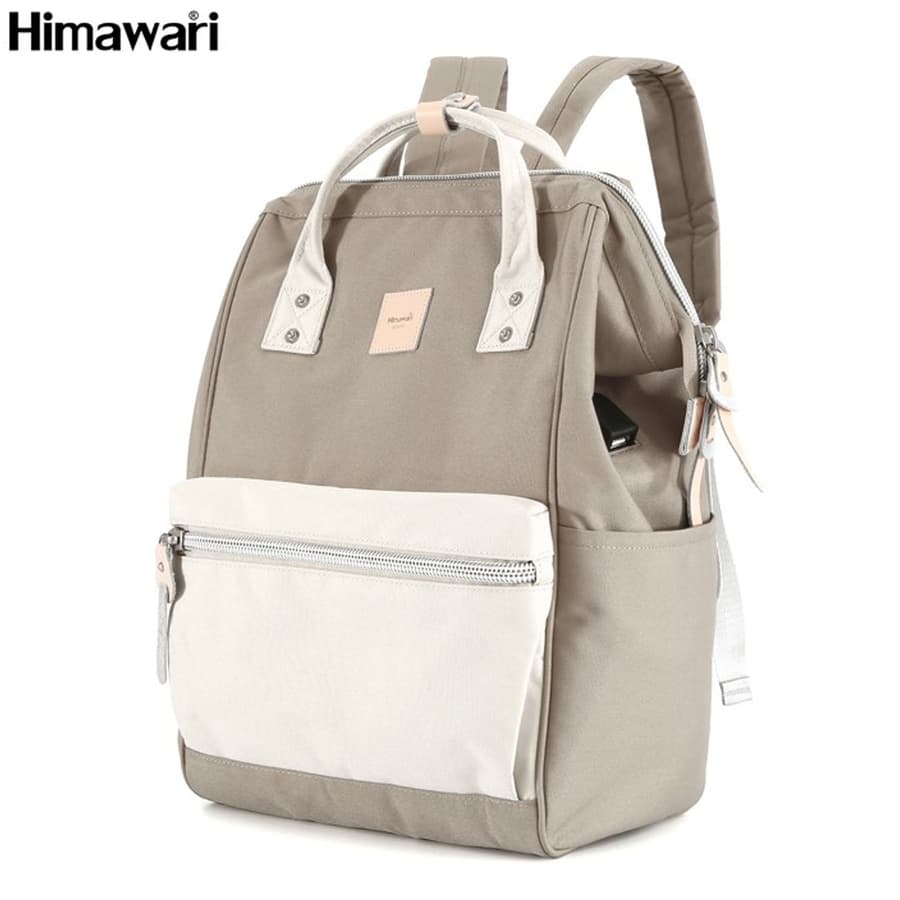 Krémovo-béžový ruksak s priehradkou na notebook a USB portom - Himawari 1