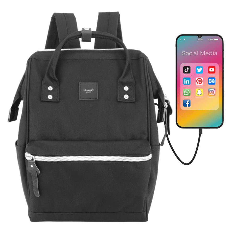 Čierny praktický a priestranný ruksak na notebook s USB portom 1