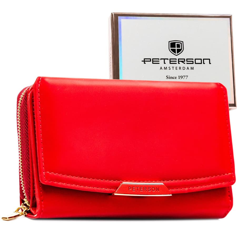 Dámska červená peňaženka z ekokože na patent a zips s RFID ochranou 1