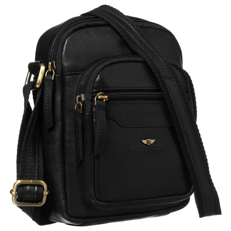 Malá čierna kožená pánska crossbody taška Peterson – elegantná a praktická 1