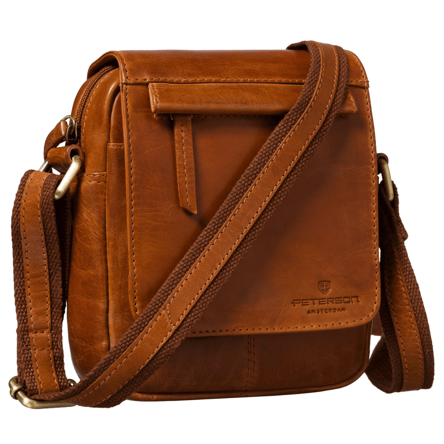 Pánska malá crossbody taška z pravej kože hnedá Peterson 1