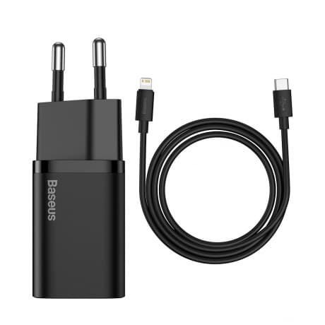 Baseus Super Si Quick nabíjačka 1C 20W PD + USB-C / Lightning kábel, čierna (TZCCSUP- B01) 1