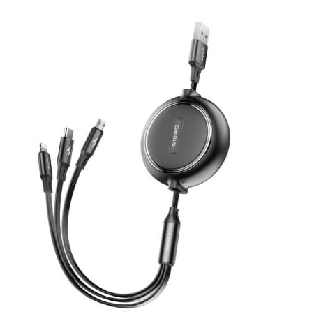 Baseus Golden Loop 3in1 USB kábel - micro USB / Lightning / USB-C 35-120cm, čierny (CAMLT-JH01) 1