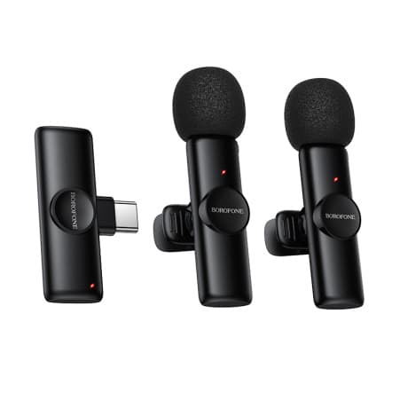 Borofone BFK16A bezdrôtový lavalier mikrofón USB-C 2ks, čierny